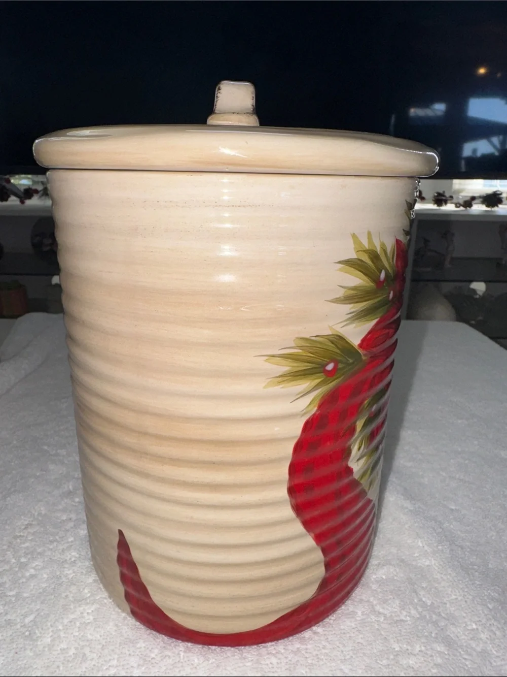 Darío Farrucci Festive Red Poinsettia Ceramic Holiday Canister